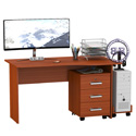 Письменный стол МД 1.04ТП с тумбочкой и подставкой под системный блок цвет вишня