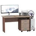 Письменный стол МД 1.04ТП с тумбочкой и подставкой под системный блок цвет ясень шимо светлый/ясень шимо тёмный