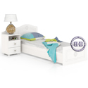 Односпальная кровать с основанием Онега белая Кровать КР-800БЯ с прикроватной тумбой ТП2