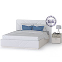 Кровать 1600 Амели Моби с подъёмным основанием и тумбочкой цвет шёлковый камень/искусственная кожа белая