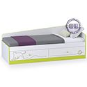 Кровать с ящиками Альфа 11.21 цвет лайм зелёный/белый премиум