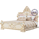 Кровать Людовик 1800 с основанием цвет слоновая кость кракелюр, ручная роспись цветными патинами и золотом