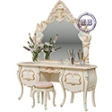 Стол туалетный с зеркалом и пуфом цвет слоновая кость кракелюр, ручная роспись цветными патинами и золотом