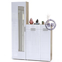 Шкаф для одежды с комодом Лайн цвет дуб крафт серый/фасады МДФ белый глянец