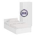 Картинки Кровать белая односпальная 1200 со шкафом для одежды 2-х створчатым Стандарт цвет белый в интернет-магазине Бит и Байт