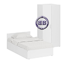 Картинки Кровать белая односпальная 1200 с угловым шкафом Стандарт цвет белый в интернет-магазине Бит и Байт