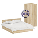 Картинки Кровать двуспальная 1800 с угловым шкафом Стандарт цвет дуб сонома в интернет-магазине Бит и Байт