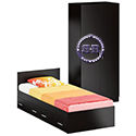 Картинки Односпальная кровать с ящиками 900 со шкафом для одежды 2-х створчатым Стандарт цвет венге в интернет-магазине Бит и Байт
