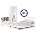 Картинки Мебель для спальни Валенсия: шкаф, кровать и ТВ-тумба цвет белый шагрень в интернет-магазине Бит и Байт