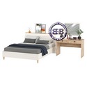 Двуспальная кровать на 1600 Муссон 11.41 с основанием и столиком с зеркалом цвет белый/дуб эндгрейн элегантный