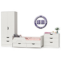Мебель для детской Уна: кровать с ящиками + комод + шкаф для одежды цвет белый