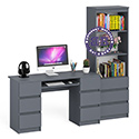 Стеллаж с ящиками и нишами Мори МСТ600 и стол компьютерный МС-2 с шестью ящиками цвет графит