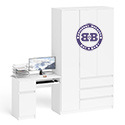 Картинки Компьютерный стол с тумбой с дверкой и ящиком правый и шкаф-комод Мори МШ1200-1 цвет белый в интернет-магазине Бит и Байт
