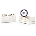 Картинки Кровать в детскую Эйп с комодами на три ящика цвет белый/дуб белый в интернет-магазине Бит и Байт
