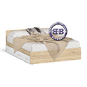 Кровать двуспальная с выдвижными ящиками Мори 1600 цвет дуб сонома/белый