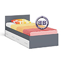 Картинки Кровать с ящиками Мори 900 цвет графит/белый в интернет-магазине Бит и Байт