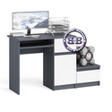 Компьютерный стол МС-1 правый с тумбой Мори цвет графит/белый