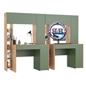 Столы компьютерные для детской комнаты Комфорт 12.71 цвет гикори рокфорд натуральный/дымчатый зелёный