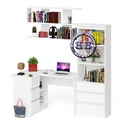 Уголок школьника с угловым столом и полкой и стелажом Мори цвет белый