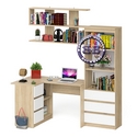 Уголок школьника с угловым столом и полкой и стелажом Мори цвет дуб сонома/белый