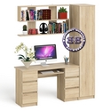Компьютерный стол МС-2 с верхней полкой и пеналом для вещей Мори цвет дуб сонома