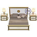 Кровать двуспальная мягкое изголовье + две тумбы Версаль 1600 цвет слоновая кость