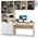 Компьютерный стол со шкафом и полкой со стеклом Бостон цвет дуб эндгрейн элегантный/фасады МДФ милк рикамо софт