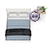 Комод Муссон с кроватью 1600 с подъёмным основанием цвет белый/дуб эндгрейн элегантный/кожзам белый