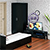 Спальня Стандарт № 3 с кроватью 800 цвет венге/фасады ТВ тумбы МДФ чёрный глянец