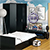 Мебель для спальни Стандарт № 4 с кроватью 1200 цвет венге/фасады ТВ тумбы МДФ чёрный глянец