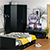 Мебель для спальни Стандарт № 4 с кроватью 1400 с ящиками цвет венге/фасады ТВ тумбы МДФ чёрный глянец