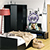 Мебель для спальни Стандарт № 4 с кроватью 1600 цвет венге/фасады ТВ тумбы МДФ чёрный глянец