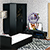 Мебель для спальни Стандарт № 4 с кроватью 800 цвет венге/фасады ТВ тумбы МДФ чёрный глянец