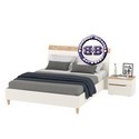 Кровать двуспальная Муссон 1600 с ортопедическим основанием и прикроватная тумба цвет белый/дуб эндгрейн элегантный