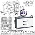 Комод-тумба три ящика и две дверки Мори МК1200.3 цвет графит/белый