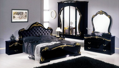 Чёрный цвет в спальне